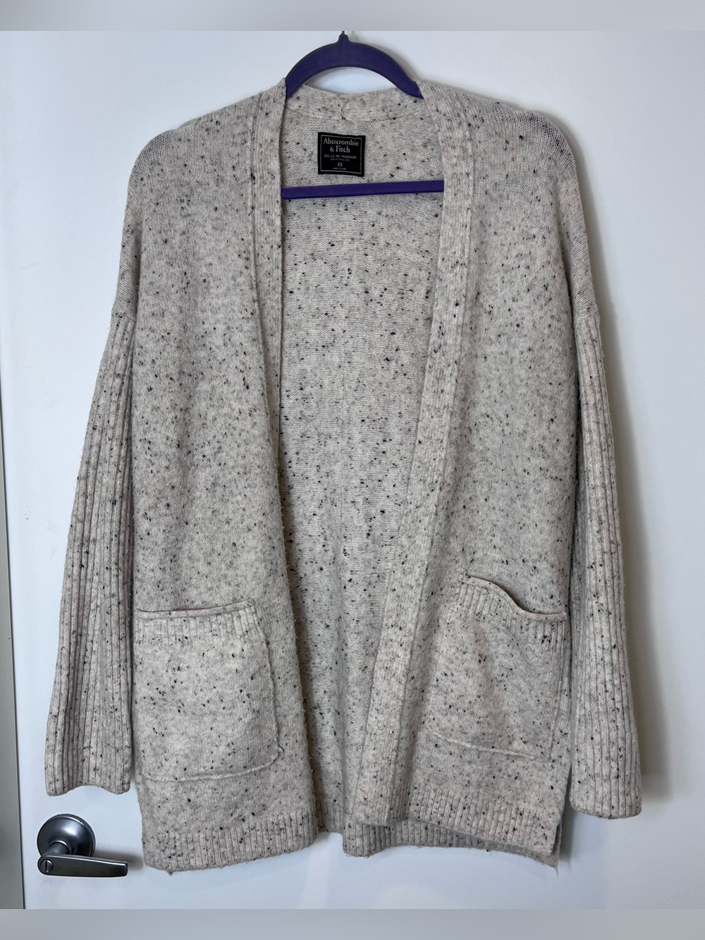Abercrombie & Fitch Confetti Beige Alpaca Blend Open Cardigan Sweater Pockets XS
